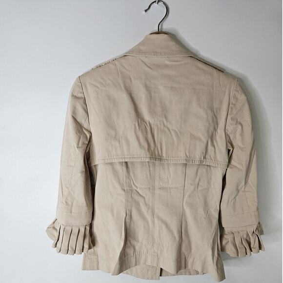 Carlisle Cropped Khaki Pleat Ruffle Trench Jacket 6 - Picture 2 of 6